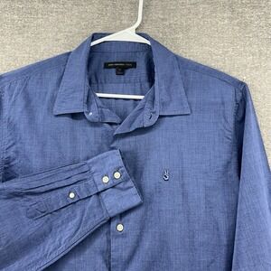 John Varvatos Long Sleeve Shirt Men Size XL Blue 100% Cotton Casual